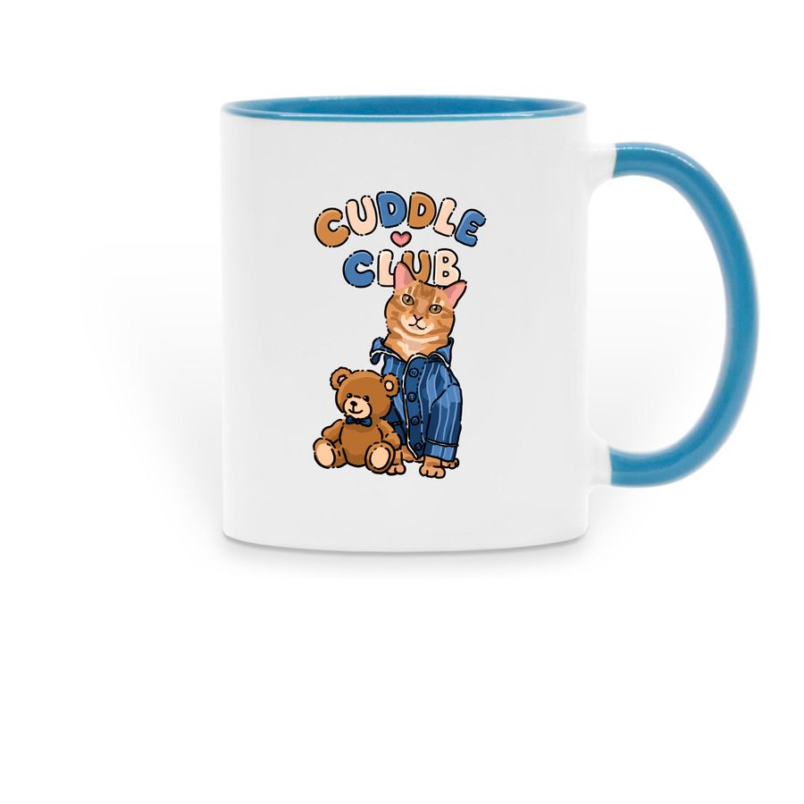 Toffee?s Cuddle Club Mug, a Light Blue Two-Tone Ceramic Mug