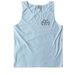 I LOVE RESCUE DOGS, a Chambray Comfort Colors Tank Top (back-view)