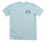 I LOVE RESCUE DOGS, a Heather Ice Blue Premium Unisex Tee (back-view)
