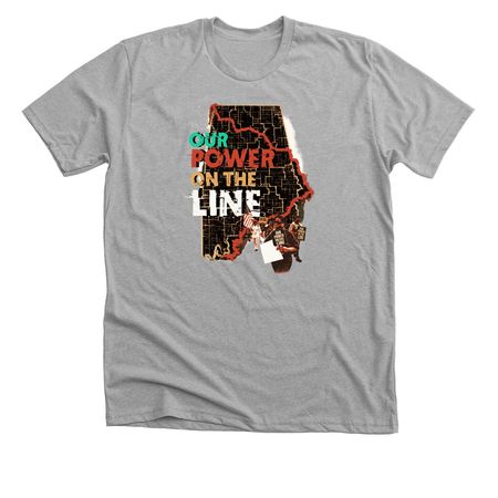 Our Power on the Line, a Athletic Heather Premium Unisex Tee