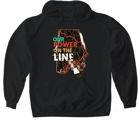 Our Power on the Line, a Black Gildan Softstyle Pullover Hoodie