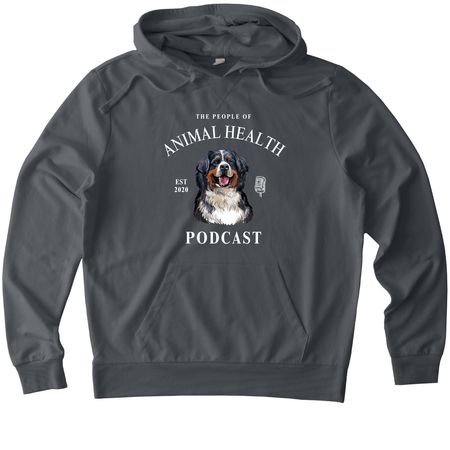The People of Animal Health Podcast Apparel, a Terrain Grey Allmade Organic French Terry Pullover Hoodie