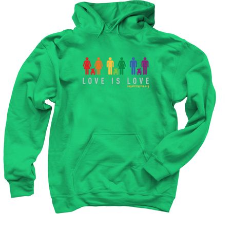 Love is Love, a Irish Green Pullover Hoodie