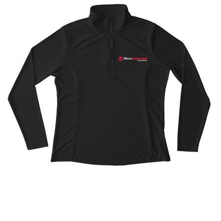 The Real Eskater Black Quarter Zip Pullover, a Black Women's Performance Quarter Zip Pullover
