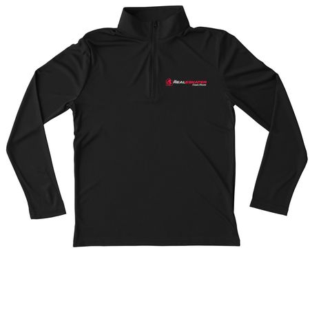 The Real Eskater Black Quarter Zip Pullover, a Black Youth Performance Quarter Zip Pullover