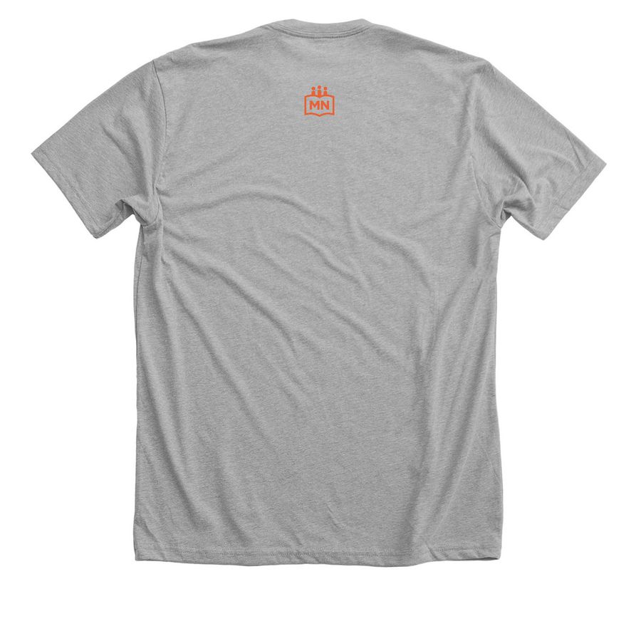 Read With Me MN Merch Orange Design, a Athletic Heather Premium Unisex Tee (back-view)
