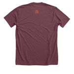 Read With Me MN Merch Orange Design, a Heather Maroon Premium Unisex Tee (back-view)