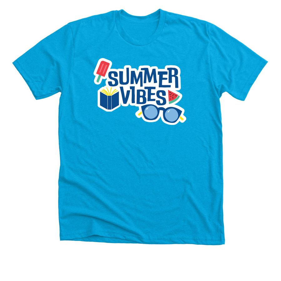 Summer Vibes, Open Book | Shirts, a Neon Blue Premium Unisex Tee