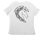 250 Years of Freedom (Light Colors), a White Women's Relaxed V-Neck Tee (back-view)