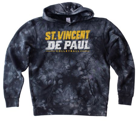 St. Vincent de Paul Volleyball - 2026, a Black Youth Tie Dye Pullover Hoodie