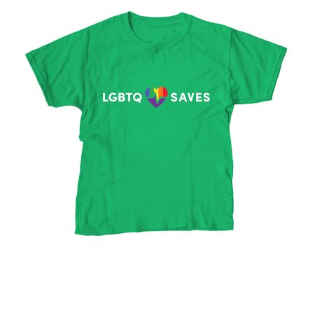 LGBTQ SAVES Youth Shirt, a Irish Green Youth Unisex Tee