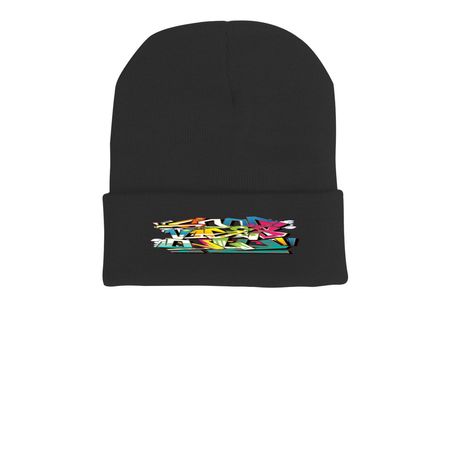 Good Vibes Only Beanie, a Black Printed Cuffed Beanie