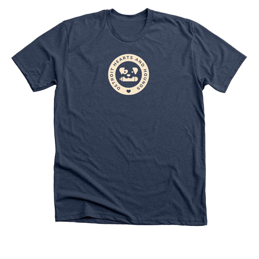 Detroit Hearts and Hounds kindness shirts, a Heather Navy Premium Unisex Tee