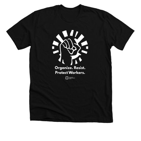 Power in Unity: Stop Wage Theft, a Solid Black Blend Premium Unisex Tee