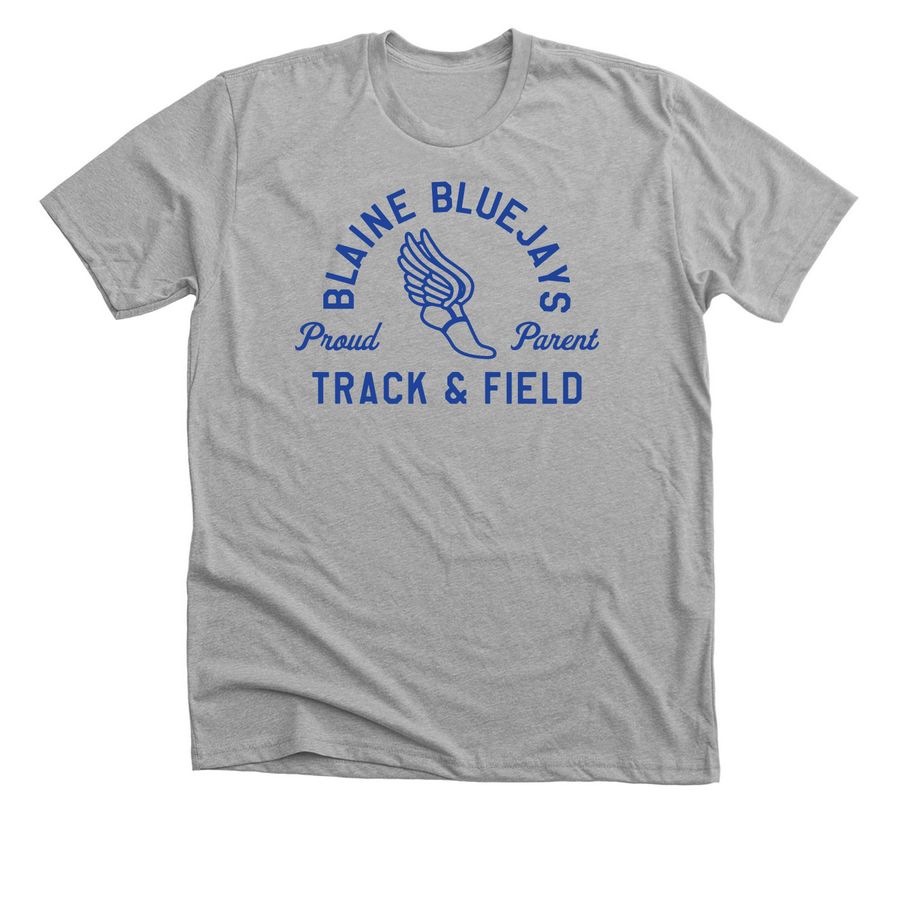 Blaine Bluejays Track & Field Royal PP, a Athletic Heather Premium Unisex Tee
