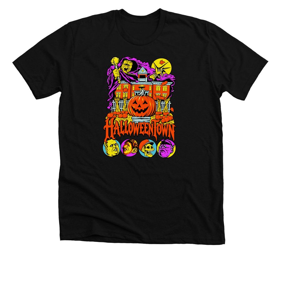 Halloweentown City Hall Pumpkin Halloween shi, a Solid Black Blend Premium Unisex Tee