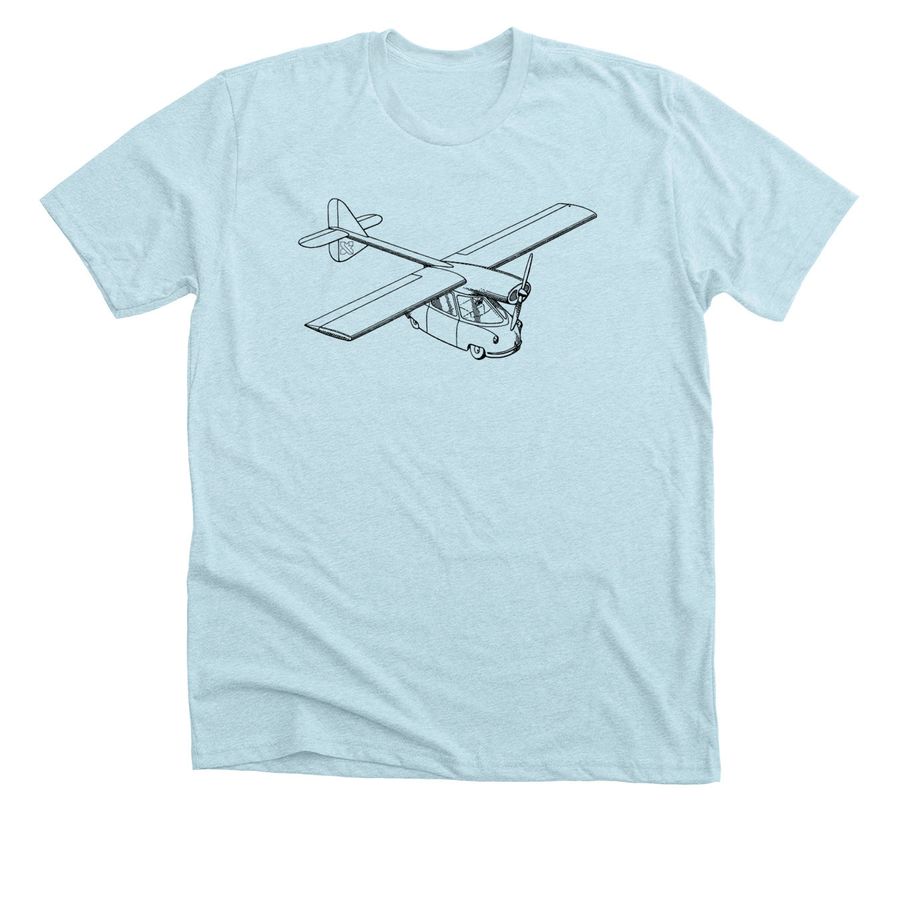Retro Flying Car, a Heather Ice Blue Premium Unisex Tee