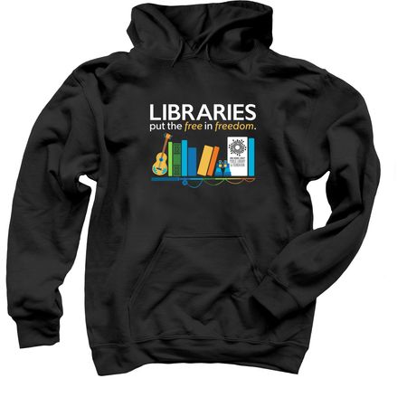 Libraries Put the Free in Freedom Apparel, a Black Pullover Hoodie