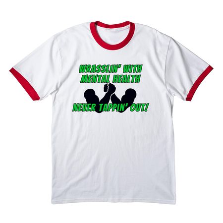 Mental Health Collection, a White/ Red Cotton Ringer Tee