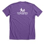 Send Girls to Camp 2026, a Heather Team Purple Premium Unisex Tee (back-view)