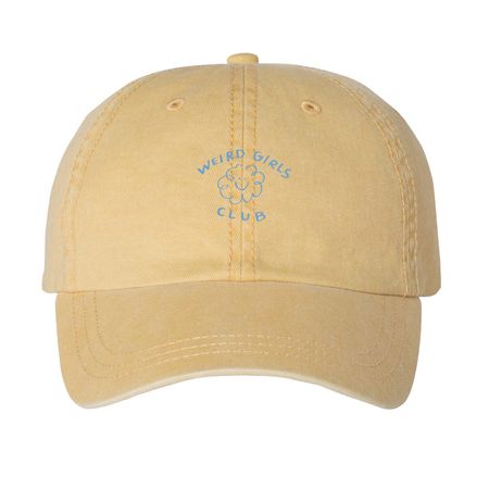 Weird Girls Club: Puff Hat, a Mustard Printed Pigment Dye Baseball Cap