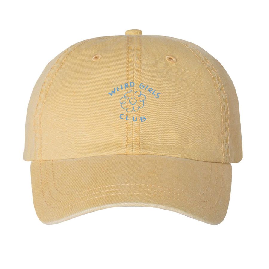 Weird Girls Club: Puff Hat, a Mustard Printed Pigment Dye Baseball Cap