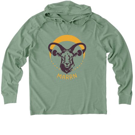 Bighorn Uterus Tees & Shirts - Front Logo, a Lichen Green Allmade Organic Cotton Mineral Dye Hoodie Tee
