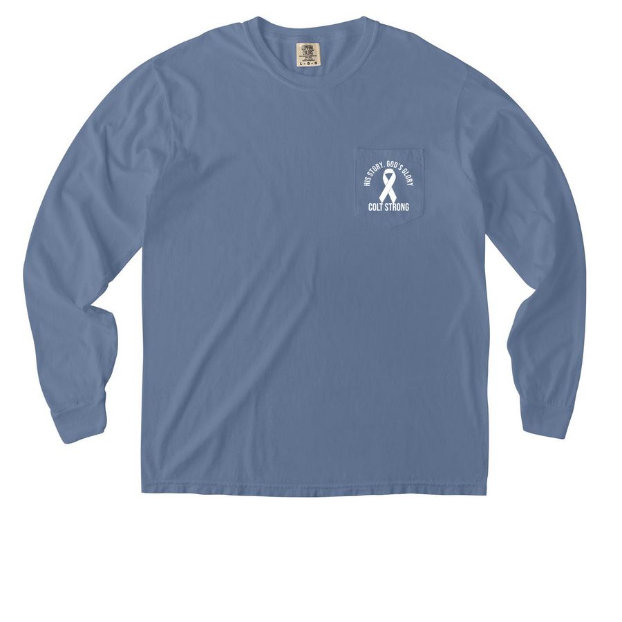 Colt Strong ???, a Blue Jean Comfort Colors Long Sleeve Pocket Tee