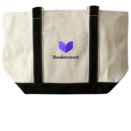 Book Bag (Books Not Included), a Natural/Black Large Two-Tone Canvas Tote Bag