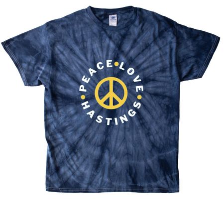 Peace ? Love ? Hastings Tie-Dye, a Navy Classic Tie Dye Tee