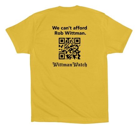 WTF Wittman Truth Files shirts, a Maize Yellow Premium Cotton Tee (back-view)