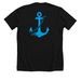 BLUE LOGO ON, a Solid Black Blend Premium Unisex Tee (back-view)