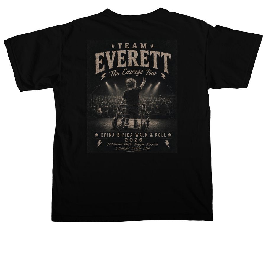 Team Everett Fundraiser, a Black Comfort Colors Unisex Tee (back-view)