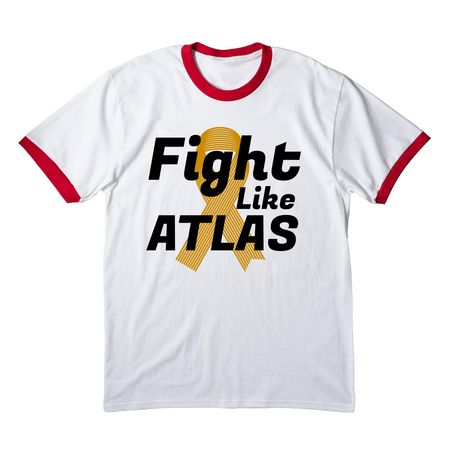Fight with Atlas, a White/ Red Cotton Ringer Tee