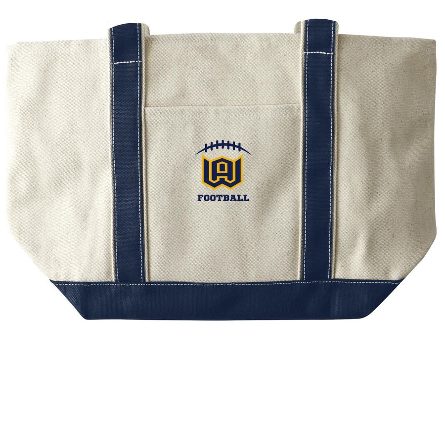 WA Football Tote, a Natural/Navy Large Two-Tone Canvas Tote Bag