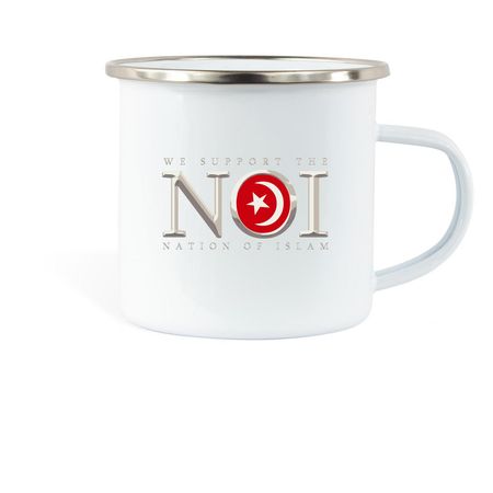 We Support the NOI Classy Mug, a White Enamel Camping Mug