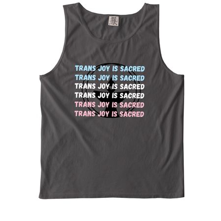 Trans Joy is Sacred, a Pepper Comfort Colors Tank Top