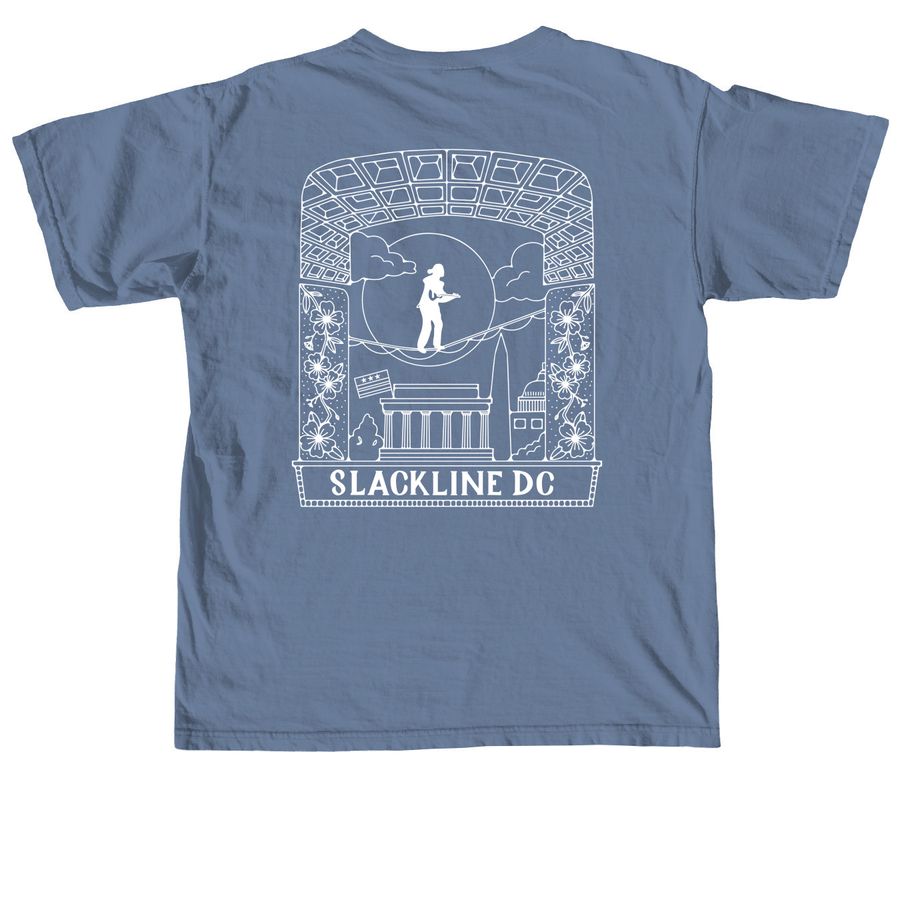 Slackline DC&nbsp;, a Blue Jean Comfort Colors Unisex Tee (back-view)