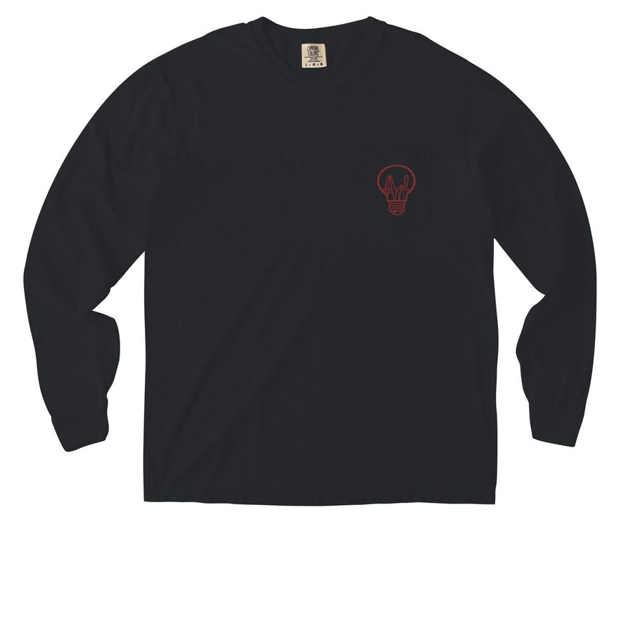 TPEAD Pocket Shirts Maroon Lightbulb!, a Black Comfort Colors Long Sleeve Pocket Tee