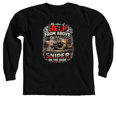 Help from above!, a Black Comfort Colors Long Sleeve Tee