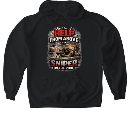 Help from above!, a Black Gildan Softstyle Pullover Hoodie