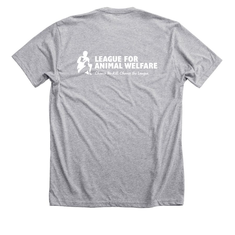 Rescue is My Favorite Breed, a Athletic Heather Premium Unisex Tee (back-view)