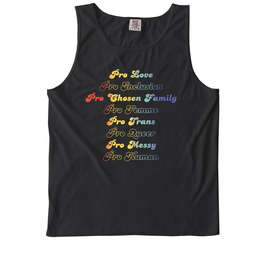 The Pro Human Tee, a Black Comfort Colors Tank Top