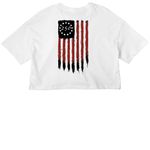250 American Years!, a White Women?s Cropped Cotton Tee (back-view)