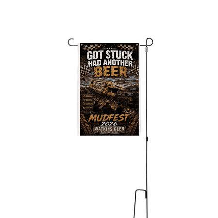 Watkins Glen mudfest flag, a White 12" x 18" Yard Flag with Stake