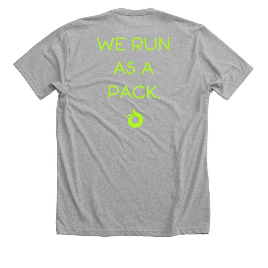 ELEVATE "We Run as a Pack" Tee, a Athletic Heather Premium Unisex Tee (back-view)