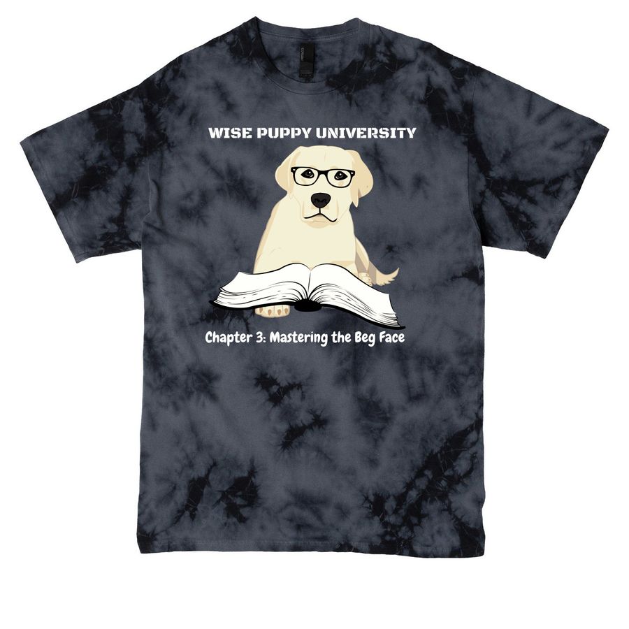 Wise Puppy University, a Black Crystal Tie Dye Tee