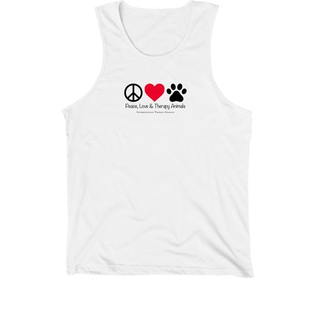 Peace, Love & Therapy Animals, a White Premium Cotton Tank