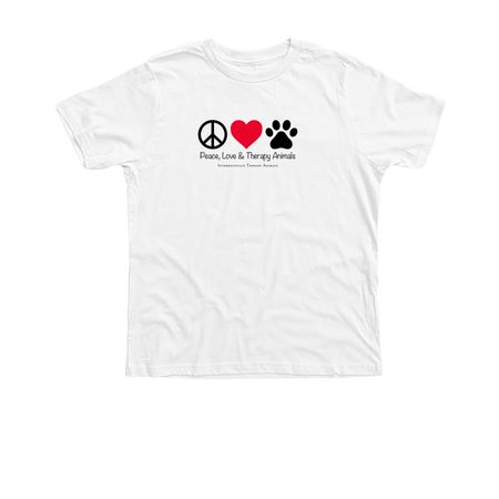Peace, Love & Therapy Animals, a Solid White Blend Premium Youth Tee
