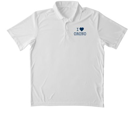 I Love Orono Polo (Blue), a White Unisex Performance Polo